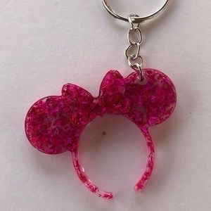Handmade Pink Minnie Mouse Headband Resin Keychain